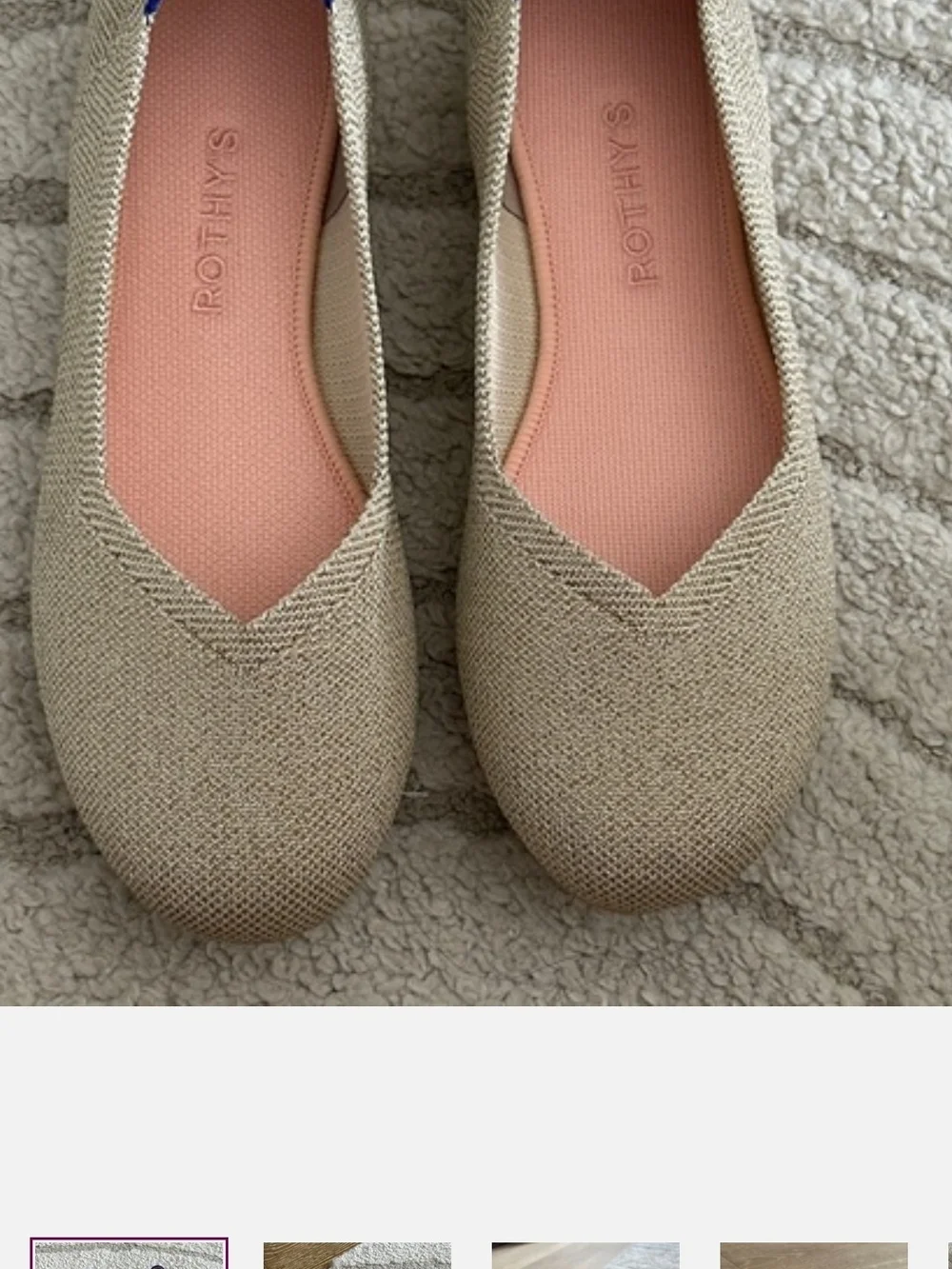 Rothy's Beige Metallic Knit Ballet
